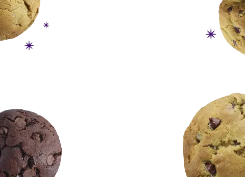 Variety of A2 milk organic chocolate chip cookies displayed.